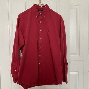 Ralph Lauren Blake 100% Cotton red button down casual long sleeve size L